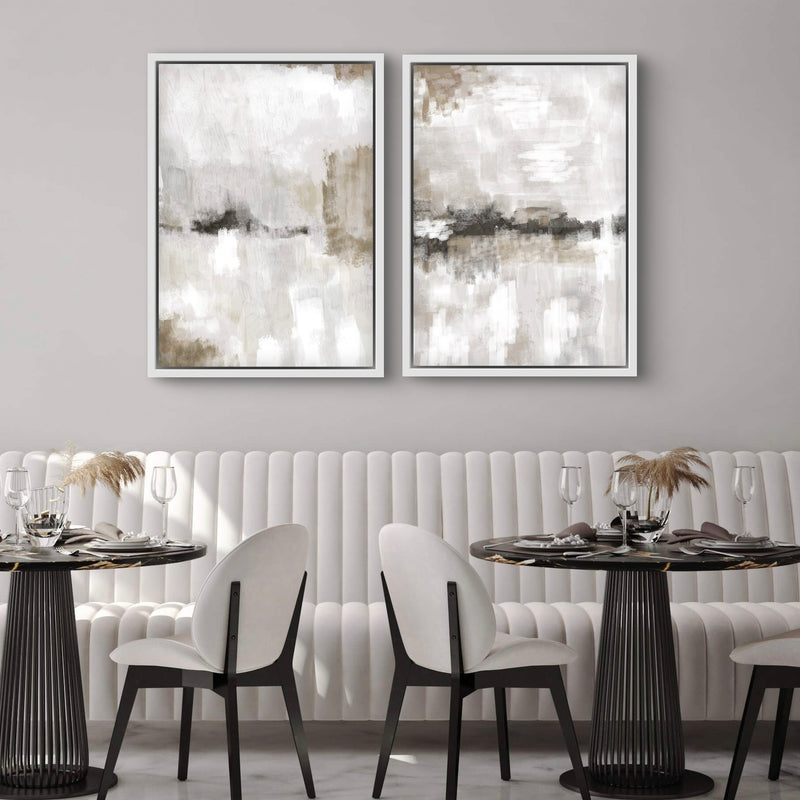 Framed Canvas Set of 2 - Nude & Grey Clouds