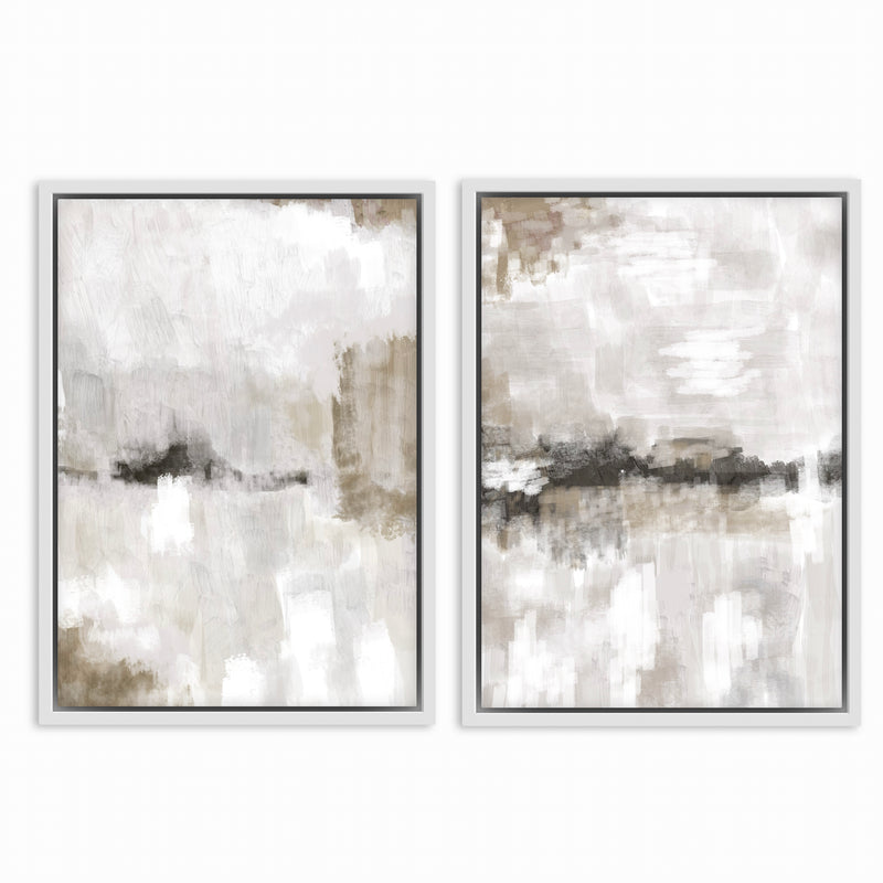 Framed Canvas Set of 2 - Nude & Grey Clouds