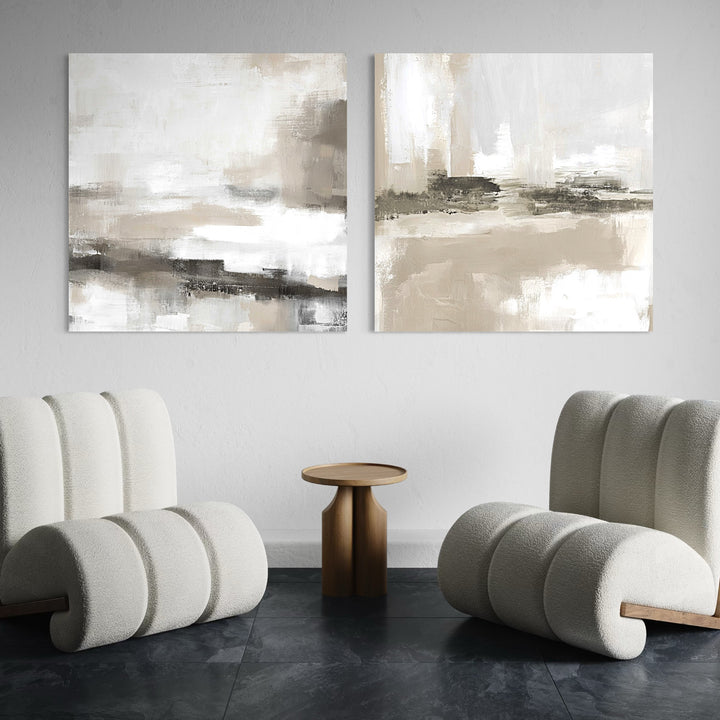 Abstract Canvas Set of 2 - Stone Horizon
