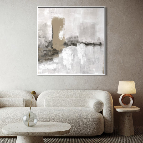 Framed Canvas - Nude & Grey Clouds