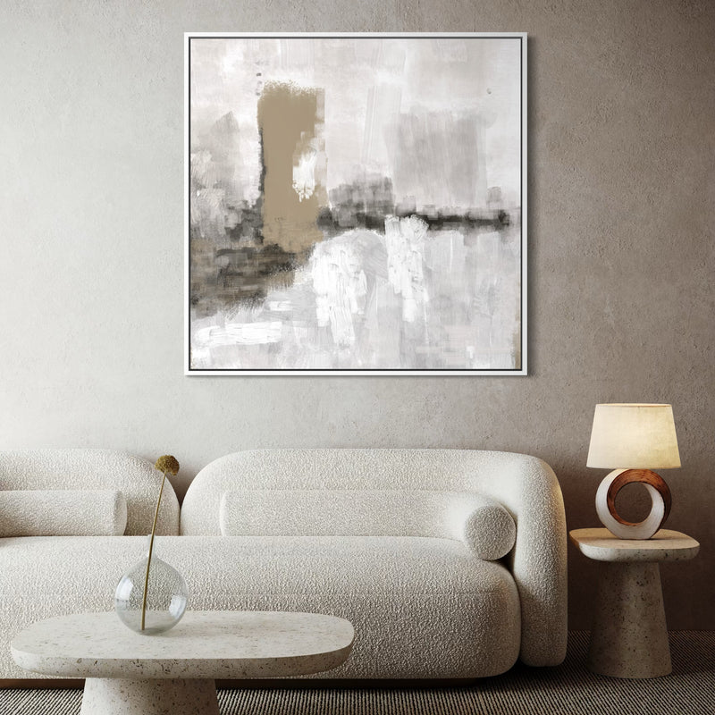 Framed Canvas - Nude & Grey Clouds
