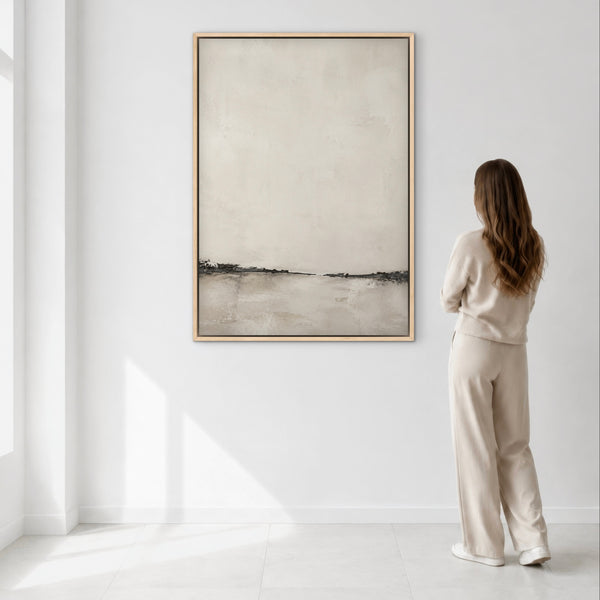 Nude Shore coastal neutral framed canvas above a console table HD London Art