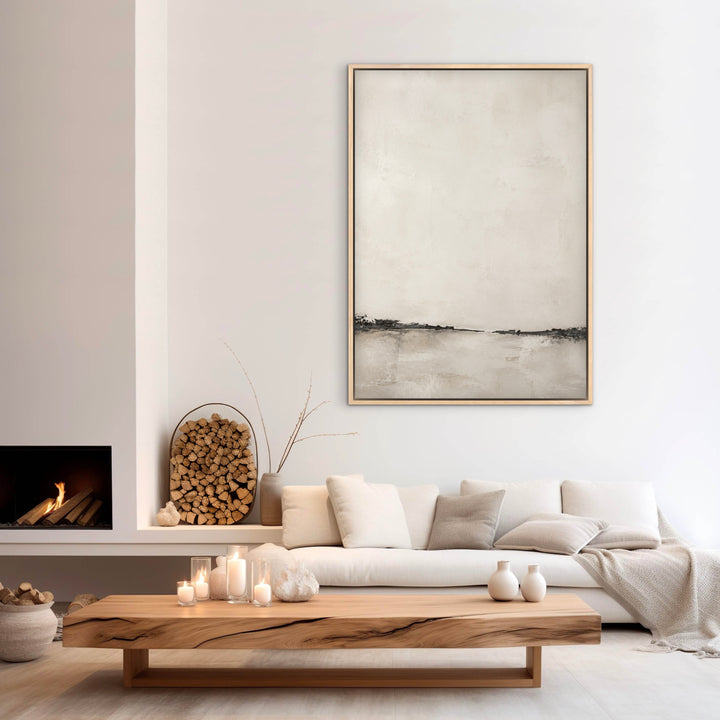 Close detail of the sand and cream texture on Nude Shore canvas art