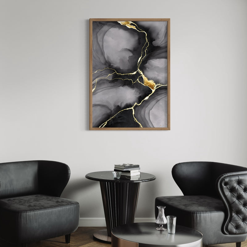 Set of 1 - Abstract Art 'Black & Gold'