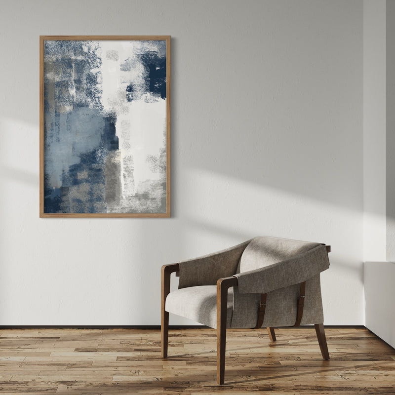 Set of 1 - Abstract Art 'Blue & Grey Clouds'