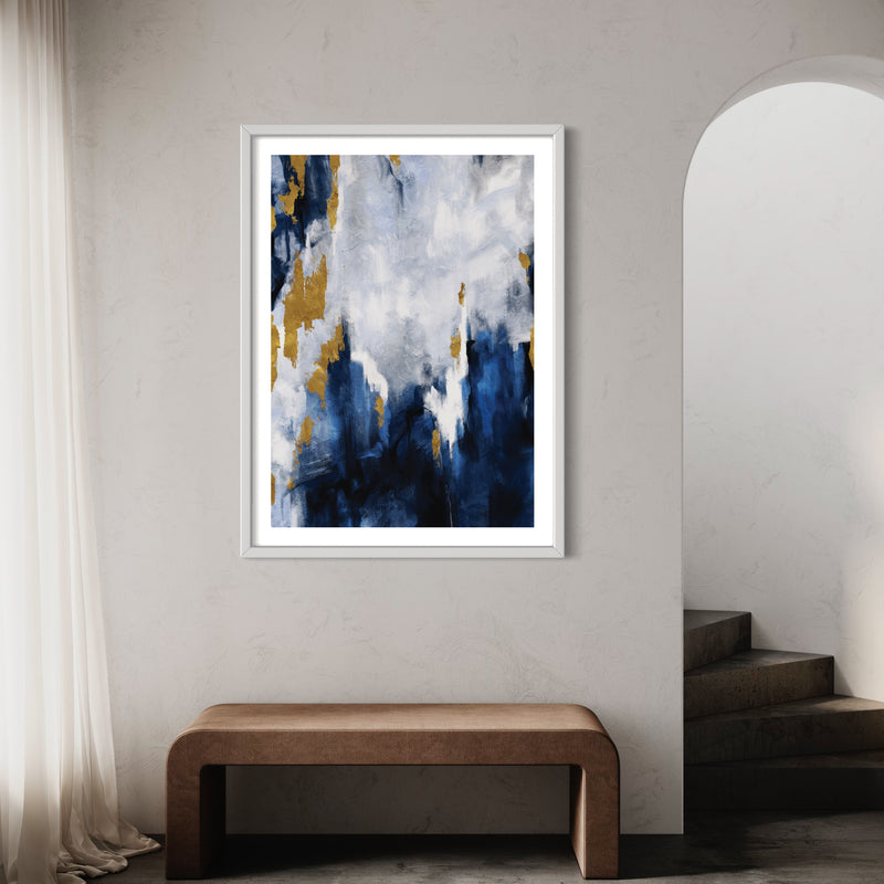 Set of 1 - Abstract Art 'Navy Blue & Gold'
