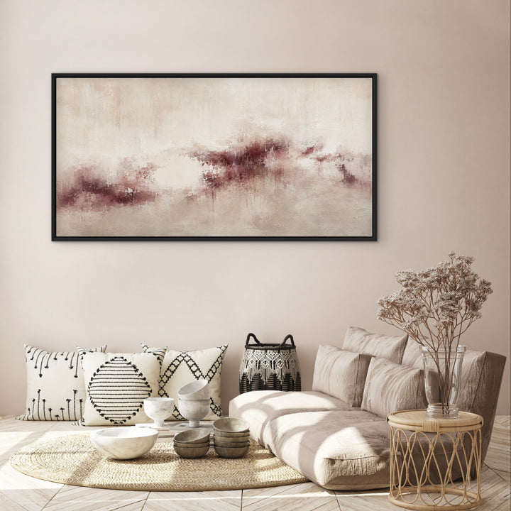 Bordeaux Mist wine red panoramic framed canvas detail showing soft haze