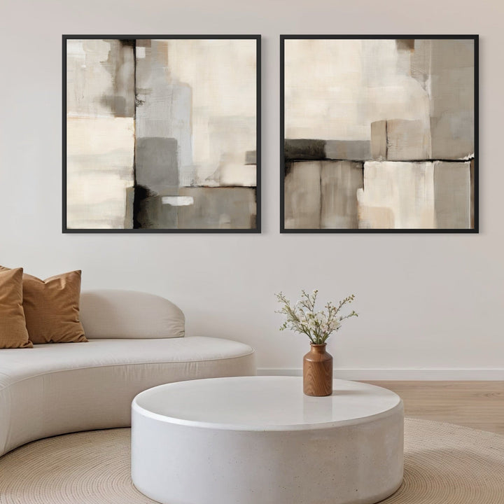 Framed Canvas Set of 2 - Linen Forms