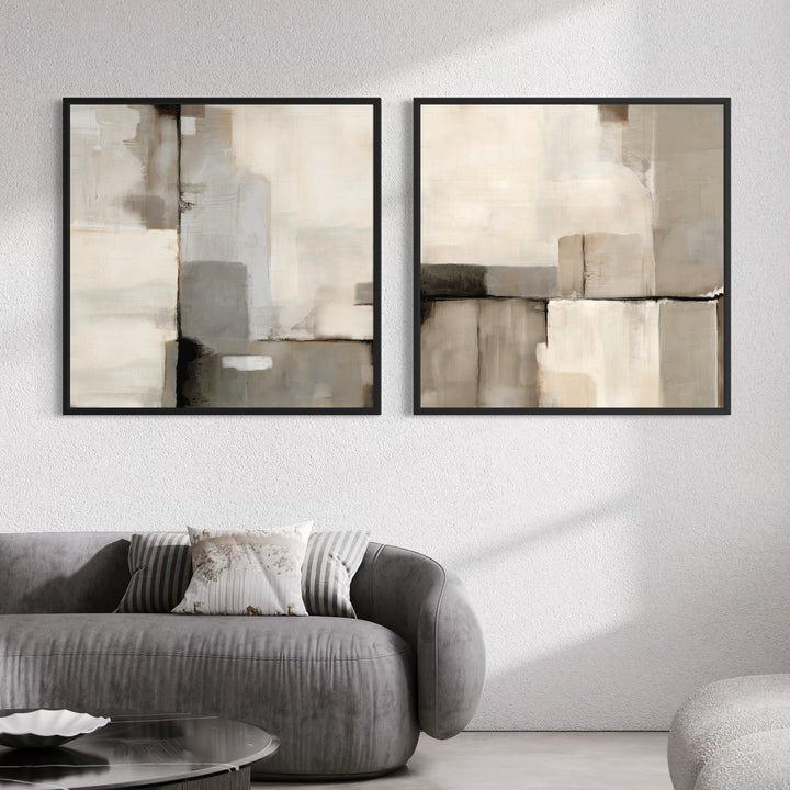 Framed Canvas Set of 2 - Linen Forms