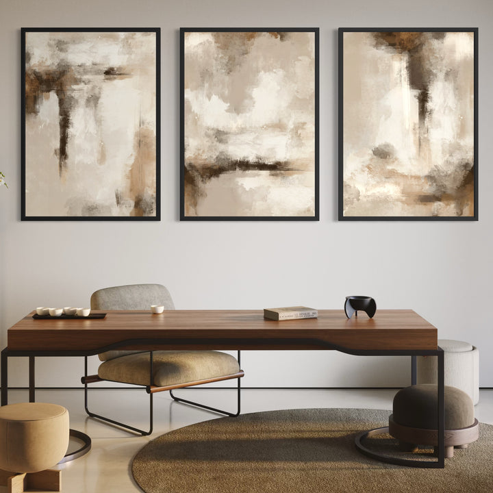 Set of 3 Framed Canvas - Calm Interval