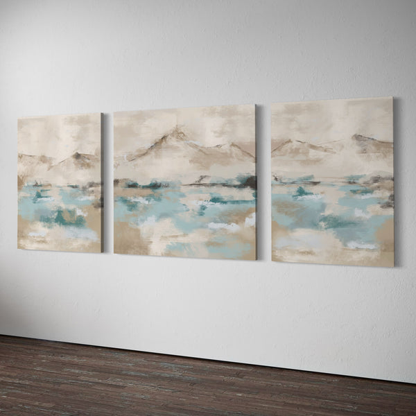 Abstract Canvas Set of 3 - Ocean Mountain