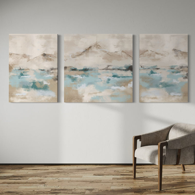 Abstract Canvas Set of 3 - Ocean Mountain