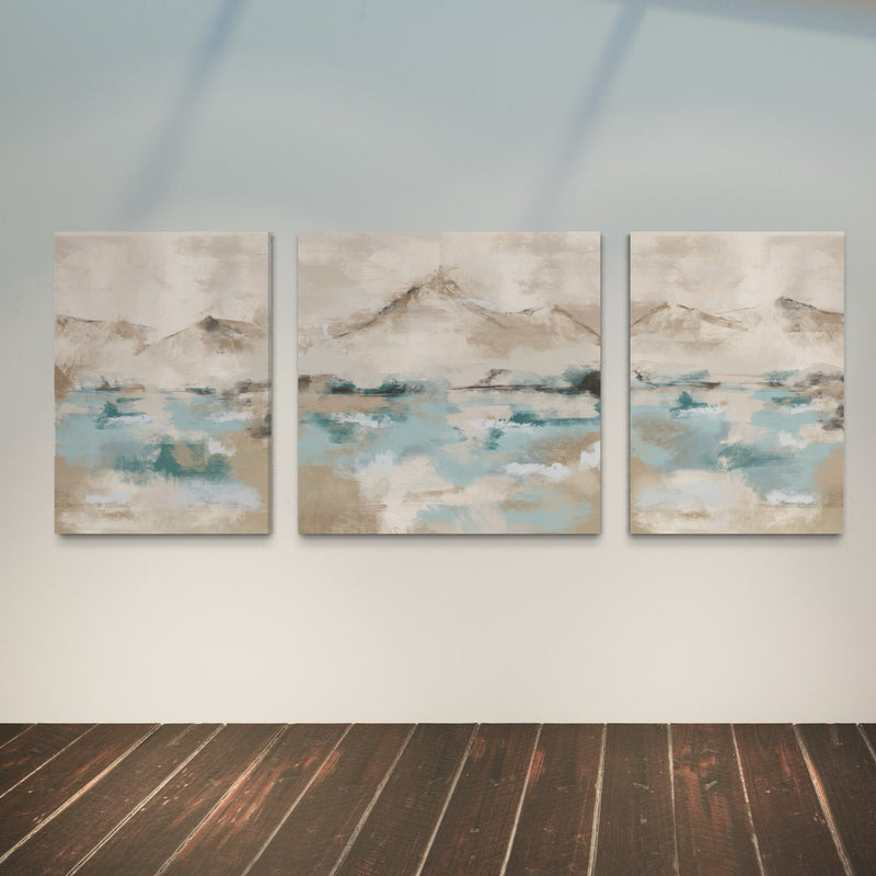 Abstract Canvas Set of 3 - Ocean Mountain