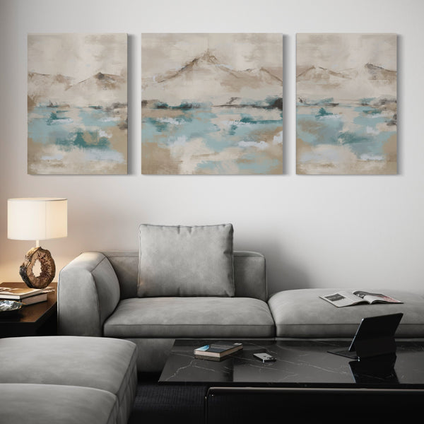 Abstract Canvas Set of 3 - Ocean Mountain