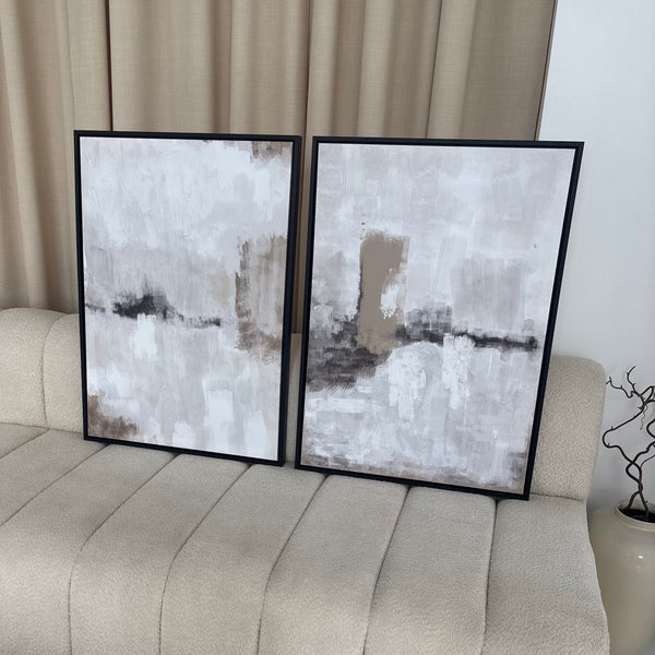 Framed Canvas Set of 2 - Nude & Grey Clouds