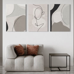 Abstract Canvas Set of 3 - Grey Liberta