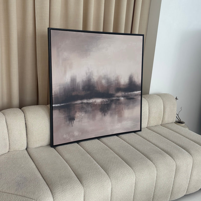 Framed Canvas - Taupe Reflection
