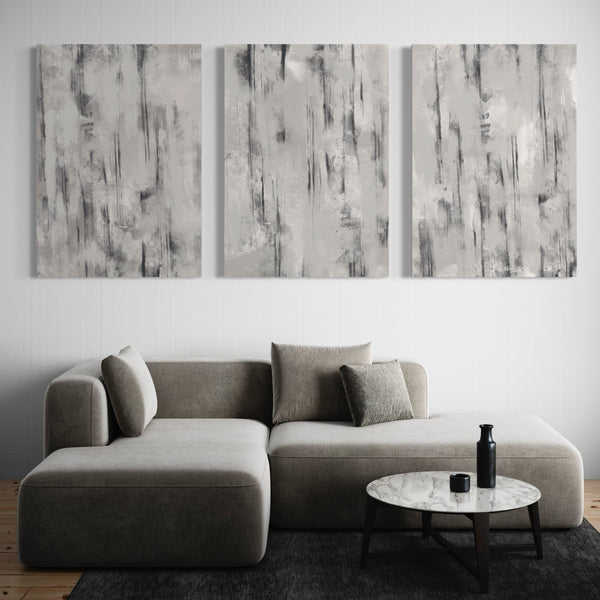 Abstract Canvas Set of 3 - Concrete