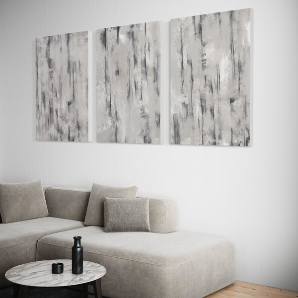 Abstract Canvas Set of 3 - Concrete