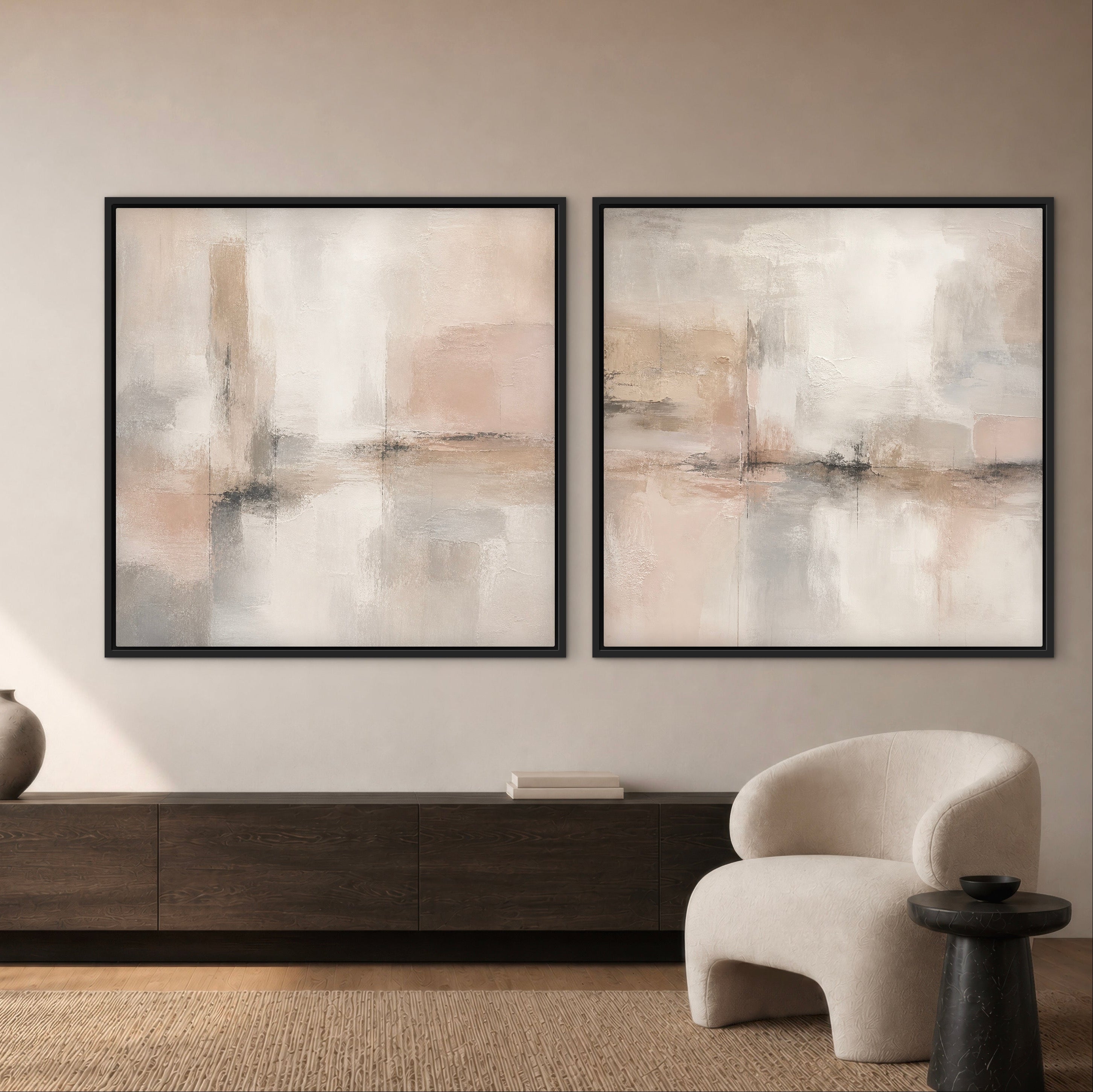 Gerahmtes Leinwandbild 2er-Set – Bernsteinhorizont