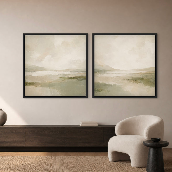 Gerahmtes Leinwandbild 2er-Set – Bernsteinhorizont