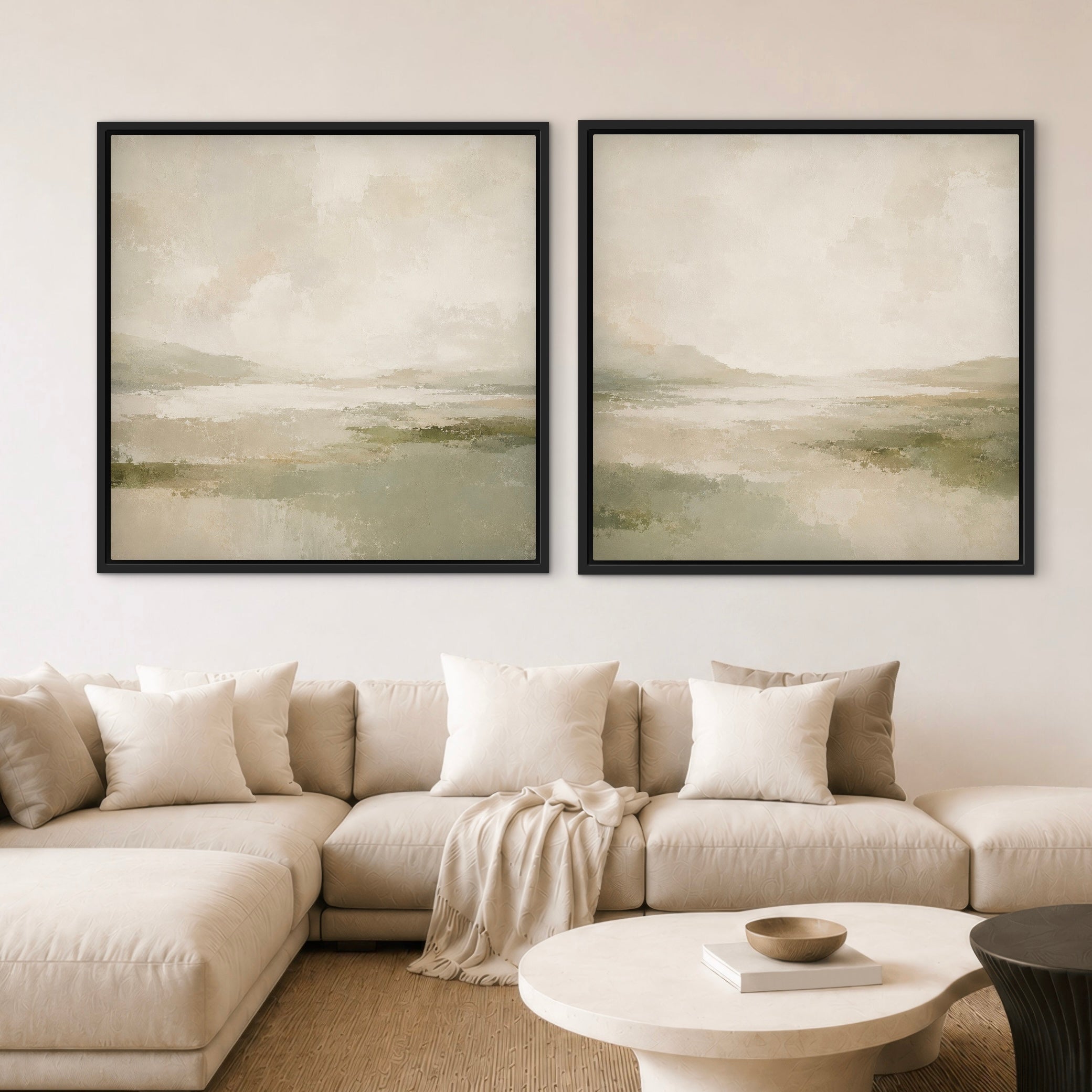 Gerahmtes Leinwandbild 2er-Set – Bernsteinhorizont