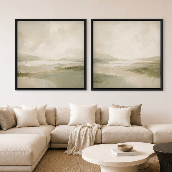 Gerahmtes Leinwandbild 2er-Set – Bernsteinhorizont