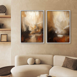 Framed Canvas Set of 2 - Orange & Brown