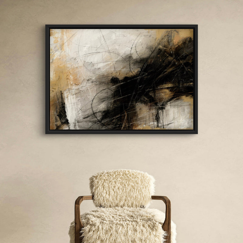 Framed Canvas - Black & Beige