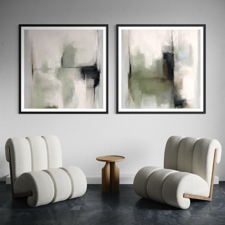 Abstract Art set of 2 prints - Tuscany Green
