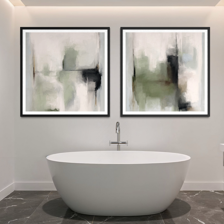 Abstract Art set of 2 prints - Tuscany Green