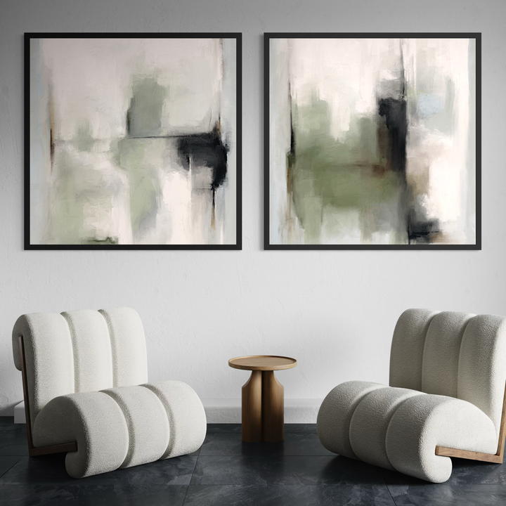 Abstract Art set of 2 prints - Tuscany Green