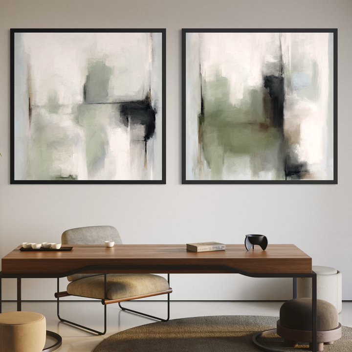 Abstract Art set of 2 prints - Tuscany Green