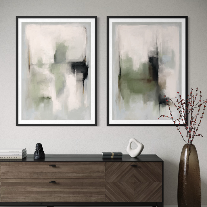 Abstract Art Set of 2 Prints - Tuscany green