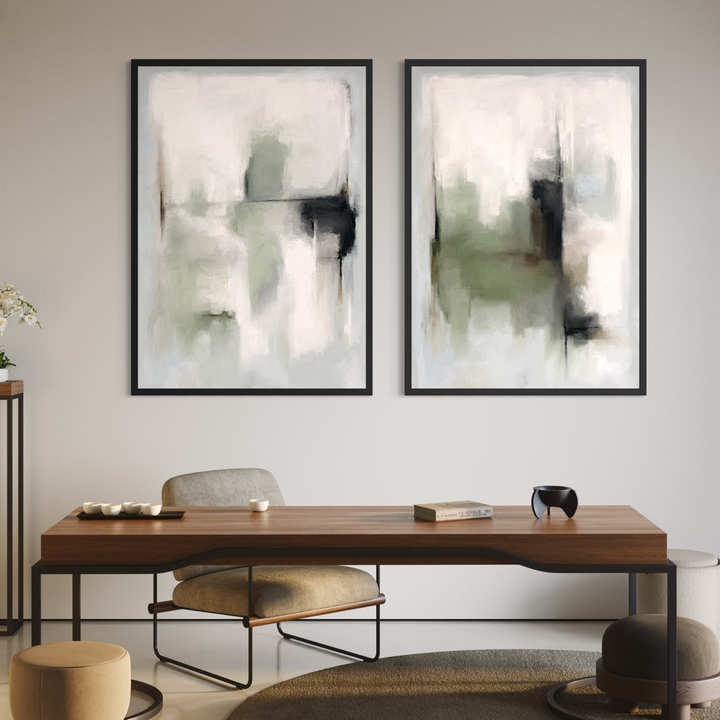 Abstract Art Set of 2 Prints - Tuscany green