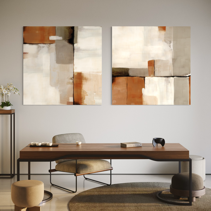 Abstract Canvas Set of 2 - Sahara
