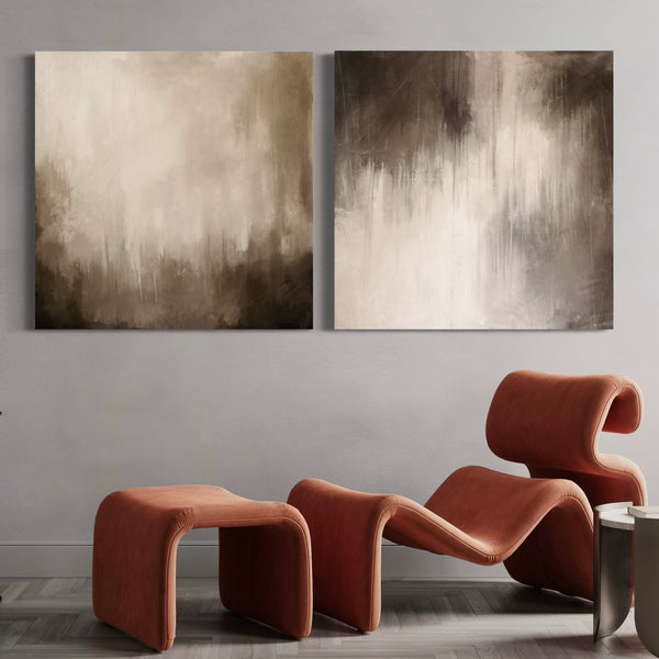 Abstract Canvas Set of 2 - Brown Essence