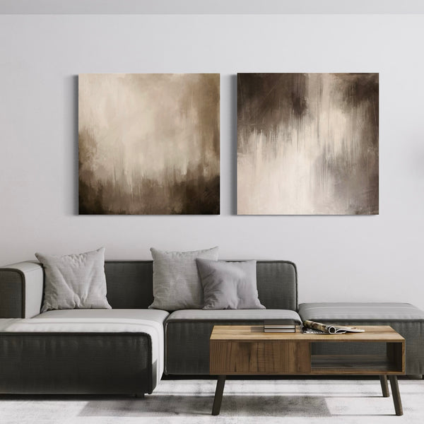 Abstract Canvas Set of 2 - Brown Essence