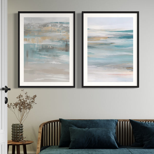 Abstract Art set of 2 prints - Calm Ocean