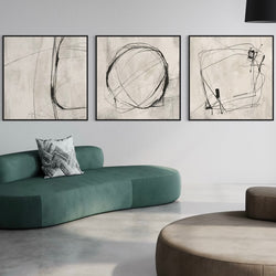 Set of 3 Framed Canvas - Grey Atelier