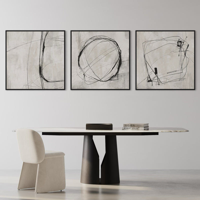 Set of 3 Framed Canvas - Grey Atelier