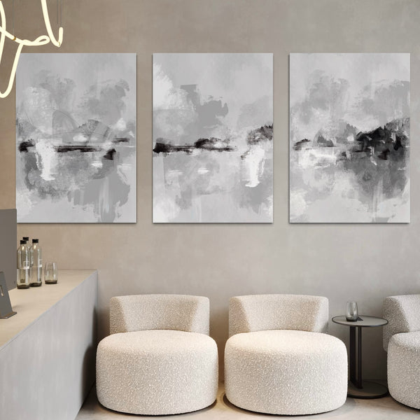 Abstract Canvas Set of 3 - Clouded Horizons