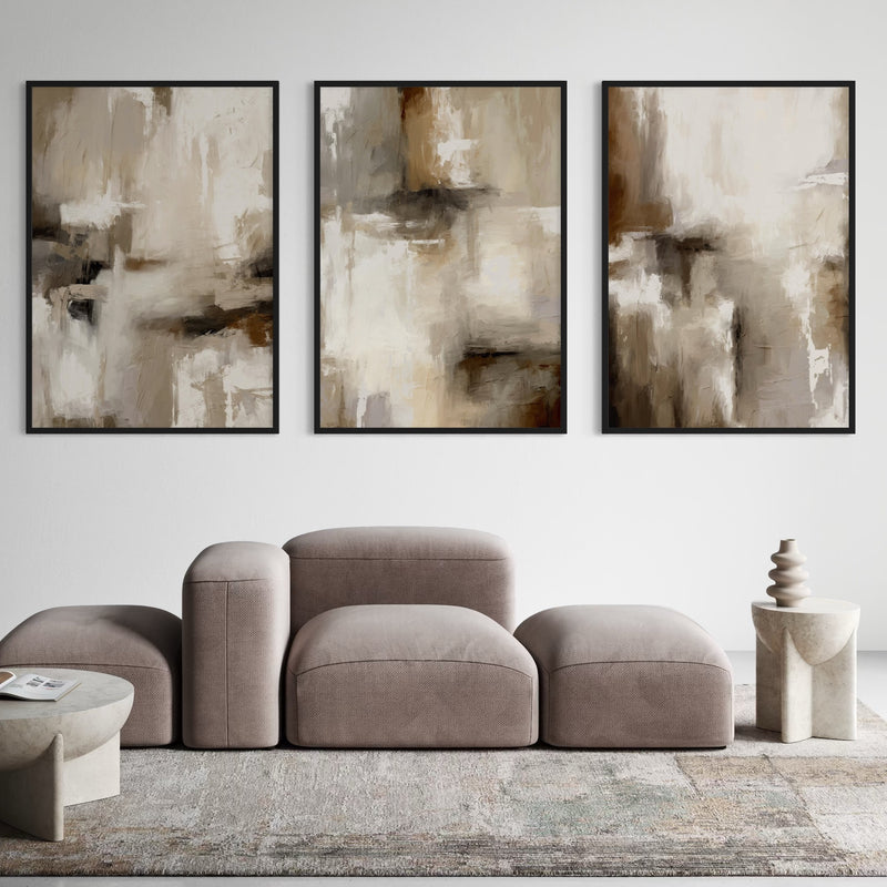 Abstract Art set of 3 prints - Santorini