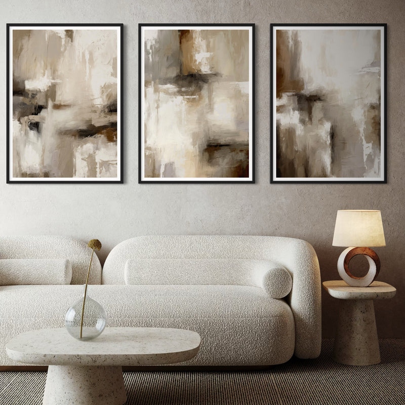 Abstract Art set of 3 prints - Santorini