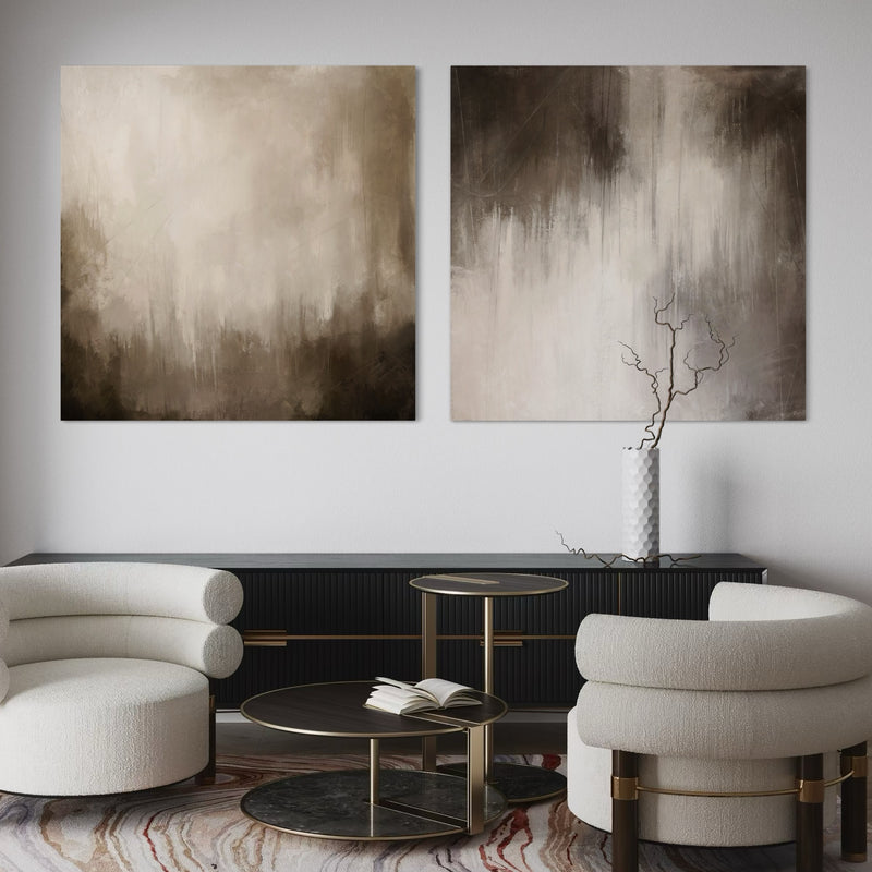 Abstract Canvas Set of 2 - Brown Essence