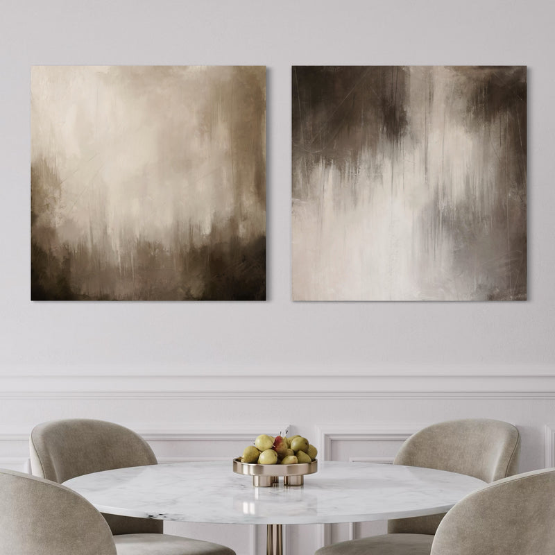 Abstract Canvas Set of 2 - Brown Essence