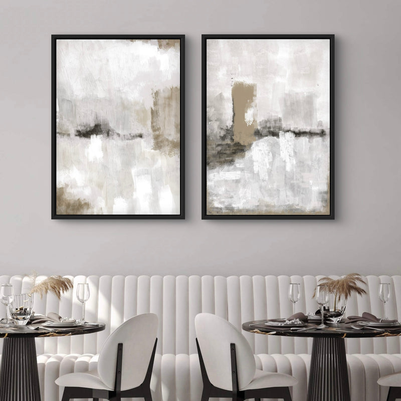 Framed Canvas Set of 2 - Nude & Grey Clouds