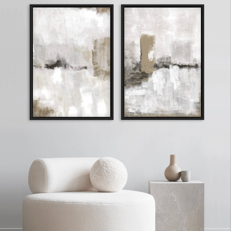 Framed Canvas Set of 2 - Nude & Grey Clouds