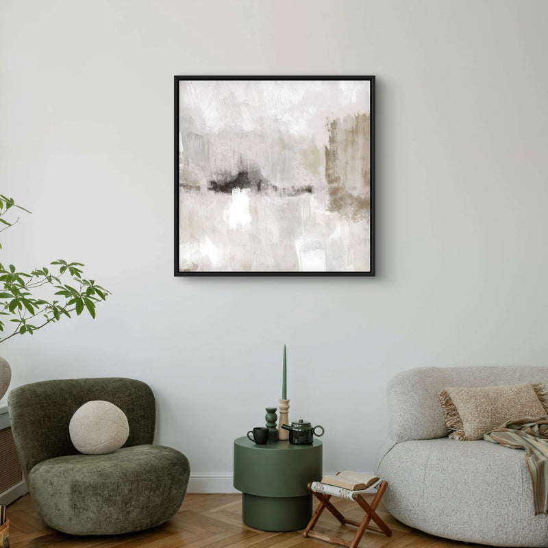 Framed Canvas - Nude & Grey Clouds