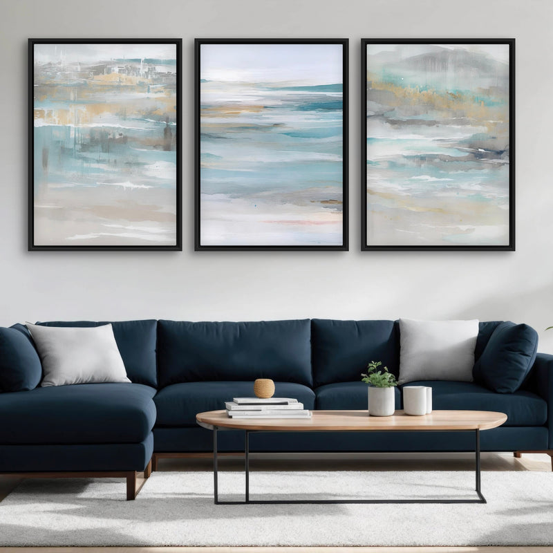 Set of 3 Framed Canvas - Calm Ocean